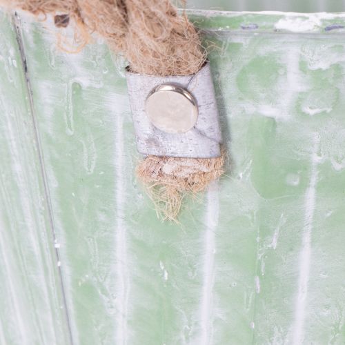 daiktų Dekoratyvinis vazonas, metalinis kibiras sodinimui, vazonas su rankenomis, rožinės/žalios/geltonos spalvos, „shabby chic“ Ø15 cm, aukštis 13 cm, 3 dalių rinkinys