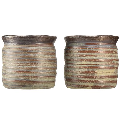 daiktų Dekoratyvinė sėjamoji keraminė metalinė ruda pilka 10,5×10cm 2vnt