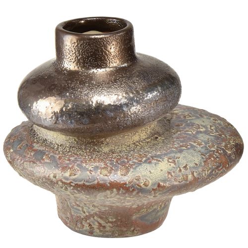 Floristik24 Dekoratyvinė vaza keraminė metalo išvaizdos dekoratyvinė vaza 19×18×16cm