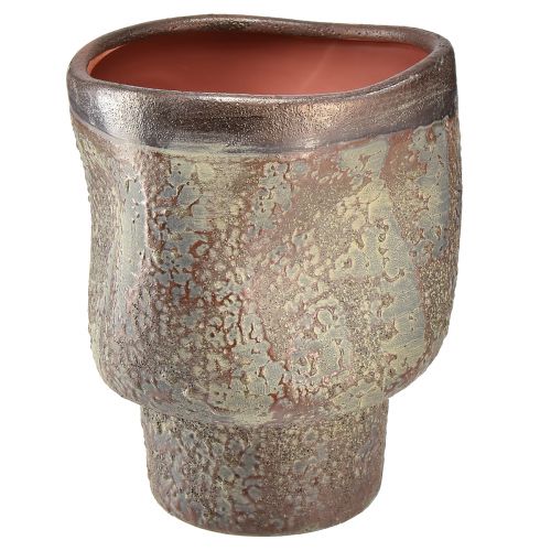 daiktų Dekoratyvinė vaza keraminė vazoninė metalinė ruda pilka mėlyna 16,5×20,5cm