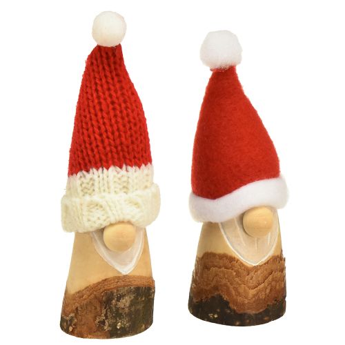 daiktų Dekoratyvinis nykštukas medinis kalėdinis nykštukas su kepure raudona natural 10/12cm 4vnt