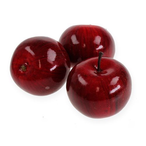 Floristik24 Dirbtiniai obuoliai raudoni, blizgantys 6cm 6 vnt
