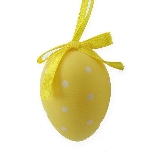 Floristik24 Dekoratyviniai velykiniai kiaušiniai geltoni, balti asilai. 6,5cm 12vnt