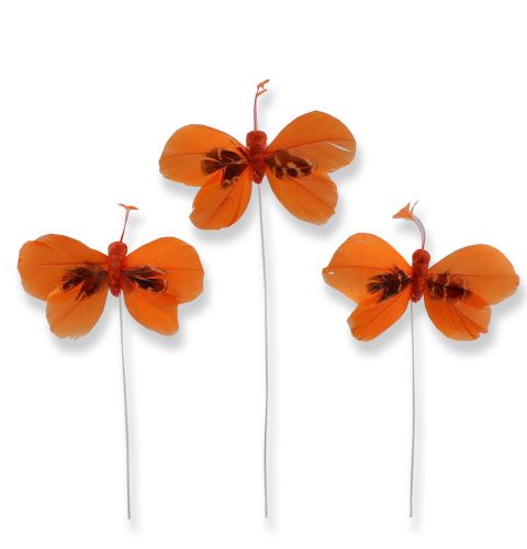 Floristik24 Dekoratyviniai drugeliai ant vielos oranžinės spalvos 9cm 36vnt