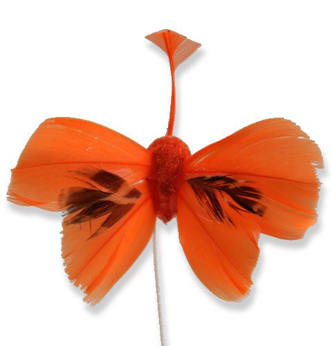 Floristik24 Dekoratyviniai drugeliai ant vielos oranžinės spalvos 9cm 36vnt