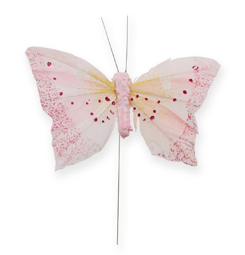 daiktų Dekoratyvinis drugelis ant vielos pastelė 8cm 12vnt