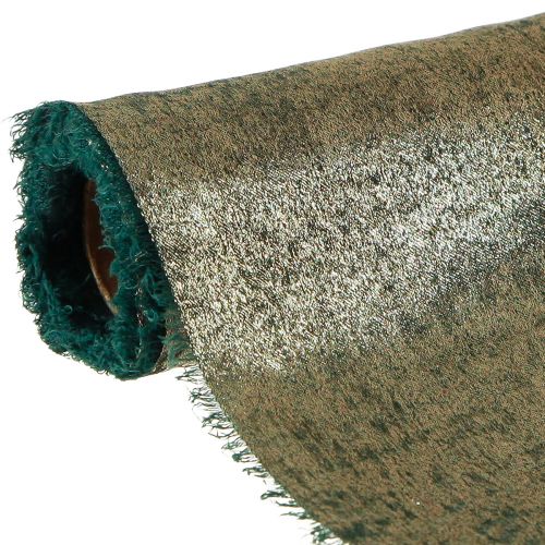 Floristik24 Dekoratyvinė juostelė žalias auksinis nutrintas vintažinis W28cm L2,5m