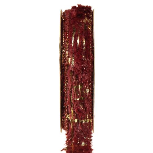 daiktų Dekoratyvinė juostelė su kailiu papuošalų juostelė dirbtinio kailio Bordeaux Gold 25mm 15m