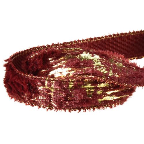 daiktų Dekoratyvinė juostelė su kailiu papuošalų juostelė dirbtinio kailio Bordeaux Gold 25mm 15m