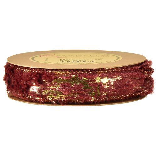 daiktų Dekoratyvinė juostelė su kailiu papuošalų juostelė dirbtinio kailio Bordeaux Gold 25mm 15m