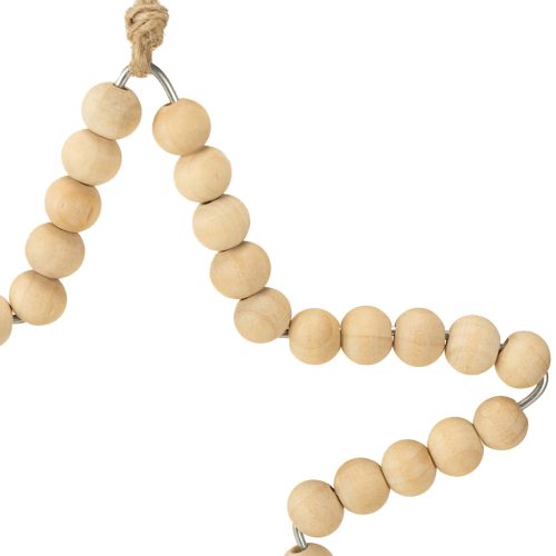 daiktų Kalėdinės dekoracijos: mediniai karoliukai, širdelė, žvaigždė, eglutė, 13 cm aukščio, 6 dalys