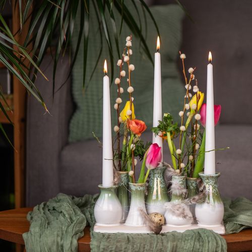 daiktų Dekoratyvinės keraminės vazos ant padėklo, universali namų puošmena, 26 cm