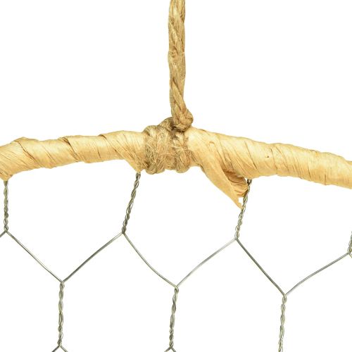 daiktų Dekoratyvinis žiedas metalinis pakabinamas dekoras Raffia sidabras natural Ø38cm 4 vnt