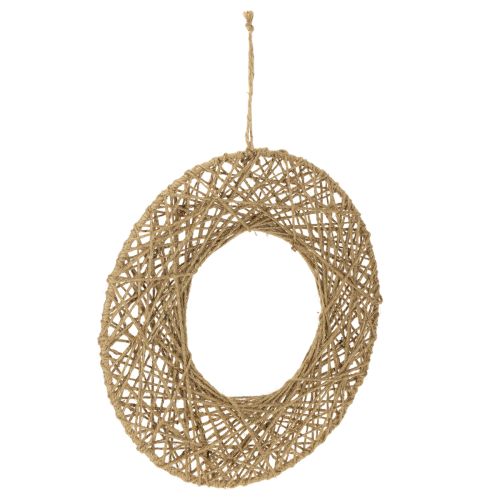 Floristik24 Dekoratyviniai džiuto žiedai, natūrali pakabinama dekoracija, bohemiško stiliaus, Ø38cm, 2 vnt., metaliniai žiedai, sienų dekoracija, langų dekoracija