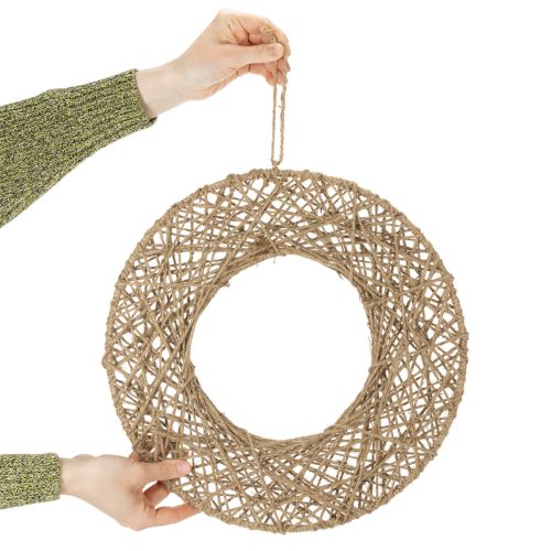 daiktų Dekoratyviniai džiuto žiedai, natūrali pakabinama dekoracija, bohemiško stiliaus, Ø38cm, 2 vnt., metaliniai žiedai, sienų dekoracija, langų dekoracija