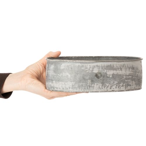 daiktų Dekoratyvinis metalinis dubuo, ovalus, pilkas, ilgis 22,5/19,5/16 cm, 3 vnt. rinkinys