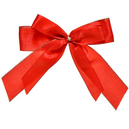 Floristik24 Dekoratyvinis lankelis raudonas lankelis su auksiniu kraštu - elegantiška kalėdinė dekoracija 4cm pločio 15×21cm 10vnt