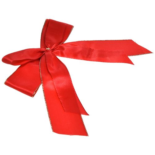 Floristik24 Dekoratyvinis lankelis raudonas lankelis su auksiniu kraštu - elegantiška kalėdinė dekoracija 4cm pločio 15×21cm 10vnt