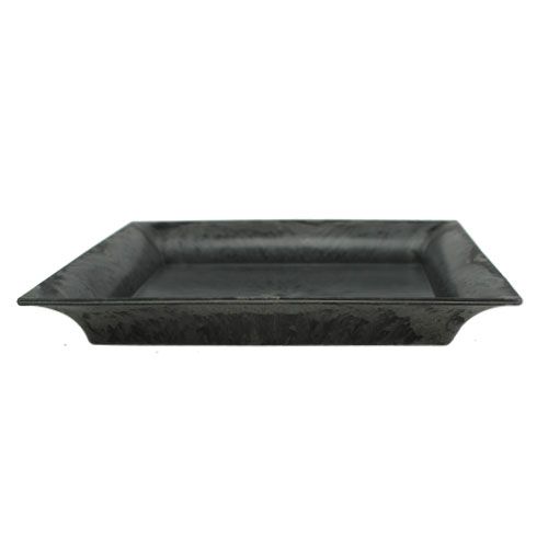 Floristik24 Plastikinė lėkštė 20cm x 20cm kvadratinis antracitas 6vnt