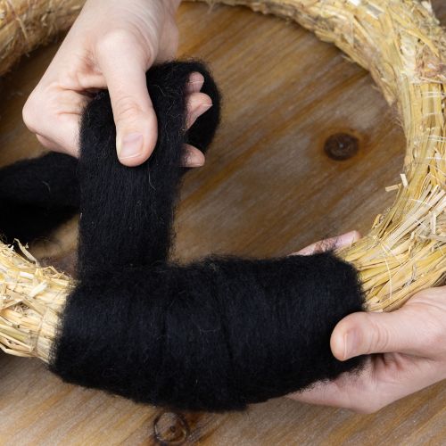 daiktų Dekoratyvinė vilna, vilnos virvelė, veltinio siūlas kūrybiniams rankdarbiams ir floristikai, 2 m, juodas