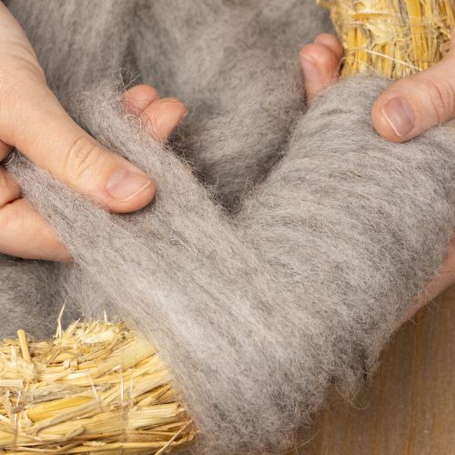 daiktų Vilnos virvelė dekoratyvinei vilnai pilkai natūraliai 2m veltinio vilna rankdarbiams ir floristikai