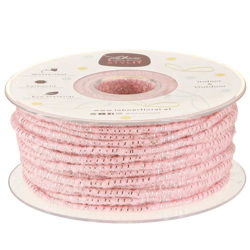 Floristik24 Dagties siūlas Glamour Pink/Silver su viela 33m