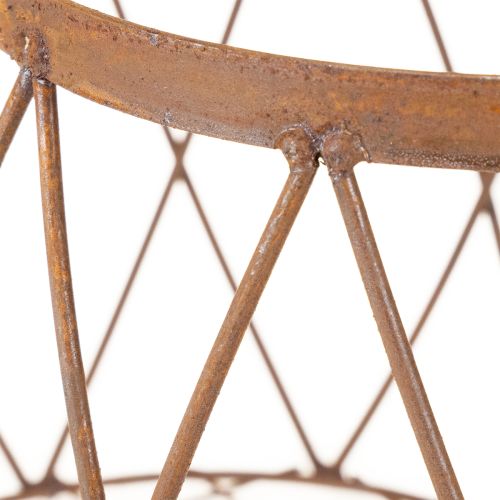 daiktų Ovalus vielinis krepšelis su rankena, sodo puošmena, rūdžių spalvos, 30/25 cm, 2 vnt. rinkinys