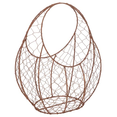 Vielinis krepšelis, metalinis vazonas, pavasarinė dekoracija, velykinis krepšelis, rudas, rūdžių spalvos, aukštis 34 cm, ilgis 30 cm pirkti | Floristik24.lt