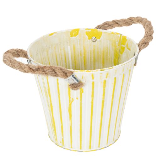 daiktų Kibiras sodinimui, vazonas su rankenomis, metalinė dekoracija, rožinė/žalia/geltona, shabby chic, Ø16,5 cm, aukštis 15 cm, 3 dalių rinkinys