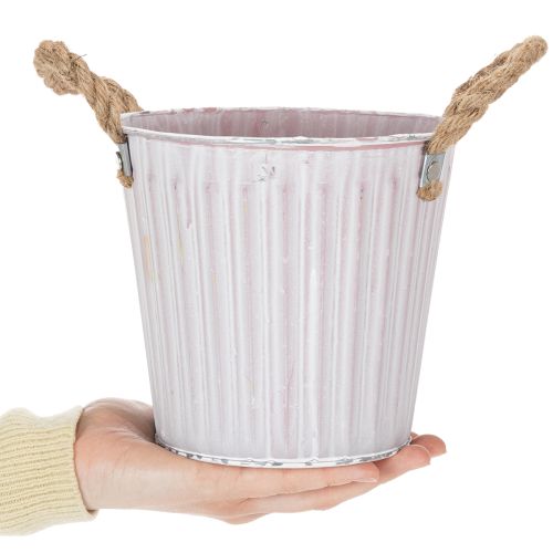 daiktų Kibiras sodinimui, vazonas su rankenomis, metalinė dekoracija, rožinė/žalia/geltona, shabby chic, Ø16,5 cm, aukštis 15 cm, 3 dalių rinkinys