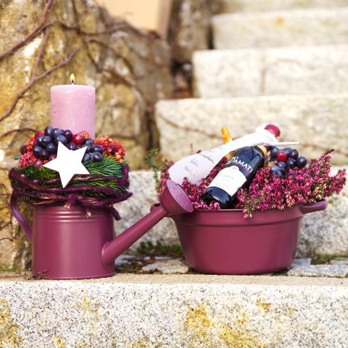 daiktų Kibiras su rankenomis augalų padėklas metalinis violetinis Ø22,5cm H10,5cm