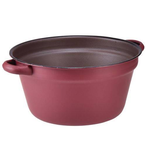 Floristik24 Kibiras su rankenomis metalinis dekoratyvinis kubilas raudonai sodinti Ø20.5cm H10.5cm