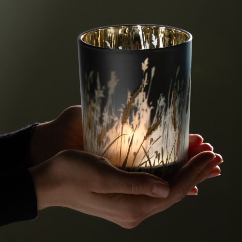 daiktų Elegantiškas dekoratyvinis žibintas su žolės motyvu jaukiems gyvenimo akcentams, 12,5 cm, 2 vnt.