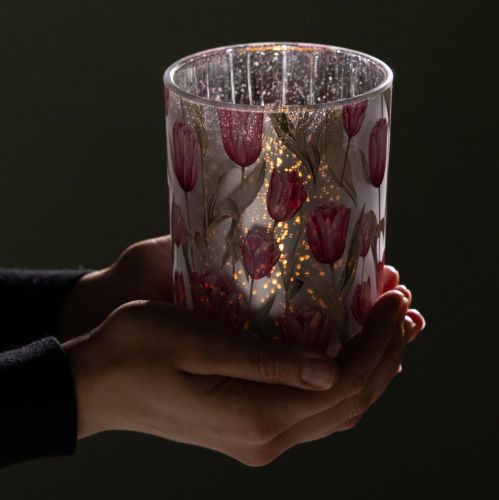 daiktų Elegantiškas tulpės motyvo žibintas atmosferinei pavasario dekoracijai, 12,5 cm, 2 vnt.