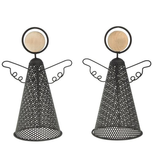 Floristik24 Angel Figūra Kalėdinis Metalas Juodas Natūralus 15,5cm 2vnt