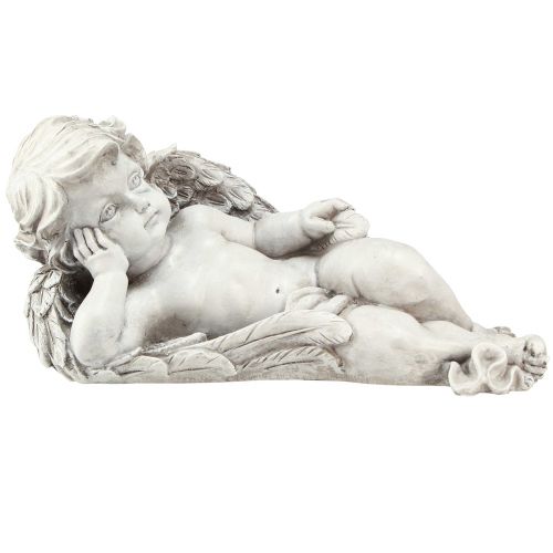 daiktų Angelas gulintis kapo dekoravimas poliresin pilkai baltas 31×16cm