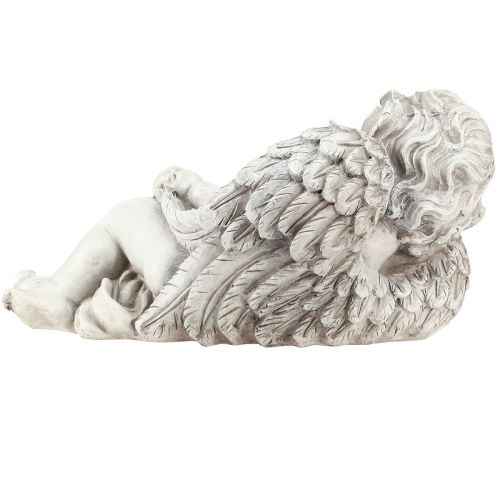 daiktų Angelas gulintis kapo dekoravimas poliresin pilkai baltas 31×16cm