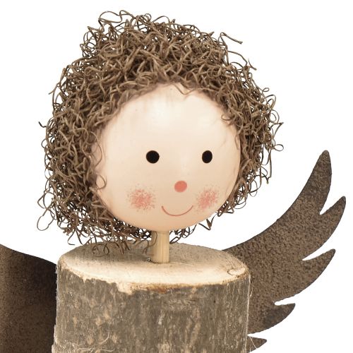 daiktų Angelas su garbanomis medinis papuošimas Kalėdinis natūralus H15cm 3 vnt