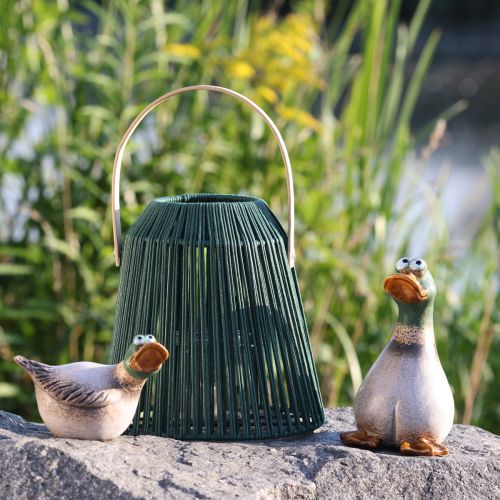 Floristik24 Ducks dekoratyvinis keraminis rudas žalias sėdimas H17,5cm 2 vnt