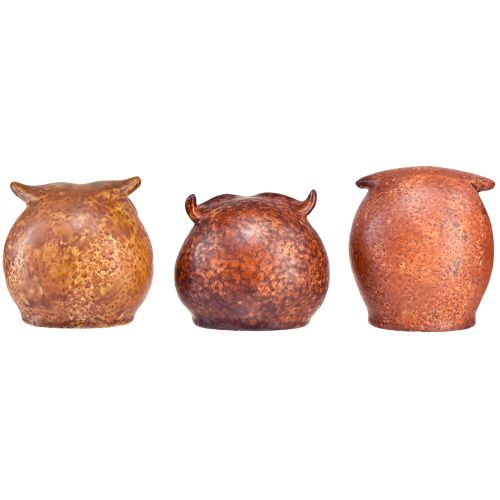 daiktų Žavingos keraminės pelėdų figūrėlės - detalus rudos ir kreminės spalvos dizainas, 10,5 cm - puiki dekoracija gyvenamosioms ir darbo patalpoms - 3 vnt.