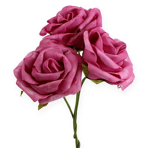 Floristik24 Putplasčio rožė Ø 8cm fuksija 18 vnt