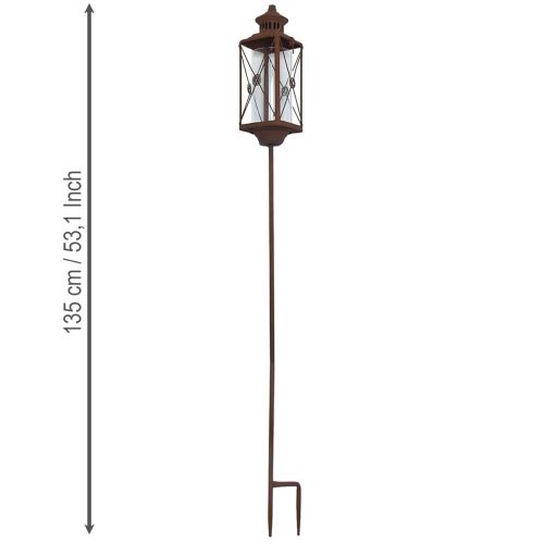 daiktų Sodo žibintas, metalinė dekoracija, rūdžių imitacija, 12 cm x 12 cm x 135 cm