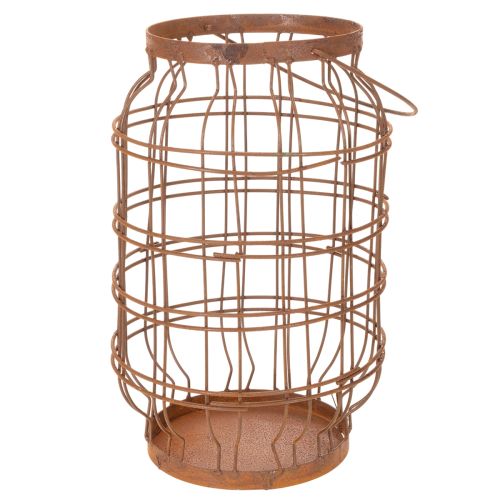 Sodo žibintas, metalinis, rūdžių spalvos, rankena, vintažinis, Ø19,5 cm | Floristik24.lt