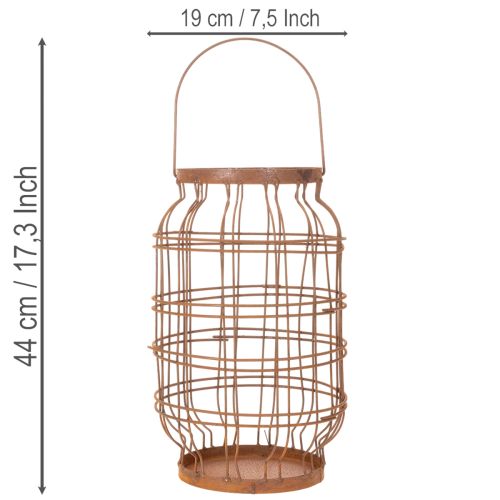 Sodo žibintas, metalinis, rūdžių spalvos, rankena, vintažinis, Ø19,5 cm | Floristik24.lt