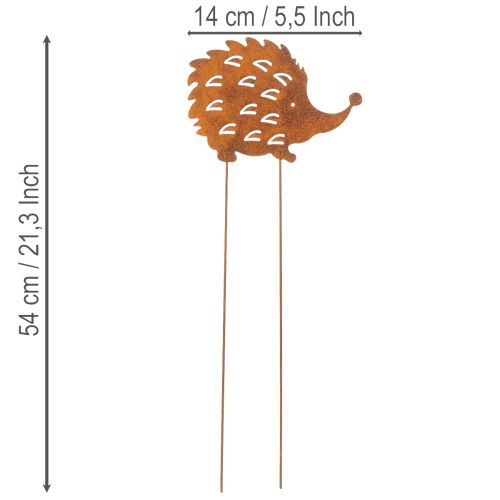 Sodo kuolas ežiukas rūdžių patina dekoratyvinis sodo kuolas 20cm | Floristik24.lt