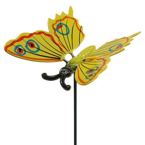 Floristik24 Drugelis ant pagaliuko 17cm geltonas