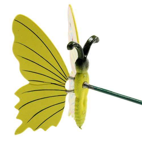 Floristik24 Drugelis ant pagaliuko 17cm geltonas