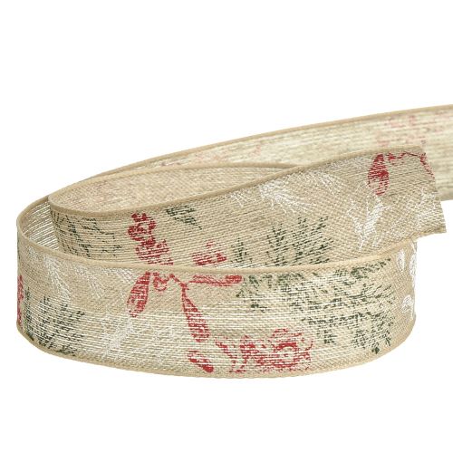 daiktų Dovanų juostelė Kalėdinė Ilex Berries Green Red 25mm 15m