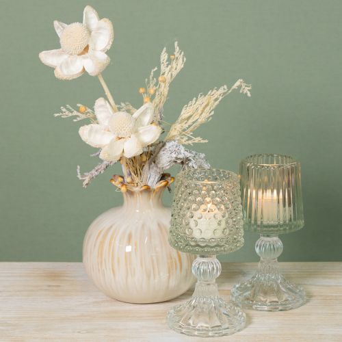 daiktų Stiklinės arbatinės žvakutės su taškeliais ir grioveliais apačioje, aukštis 15 cm, 2 vnt.