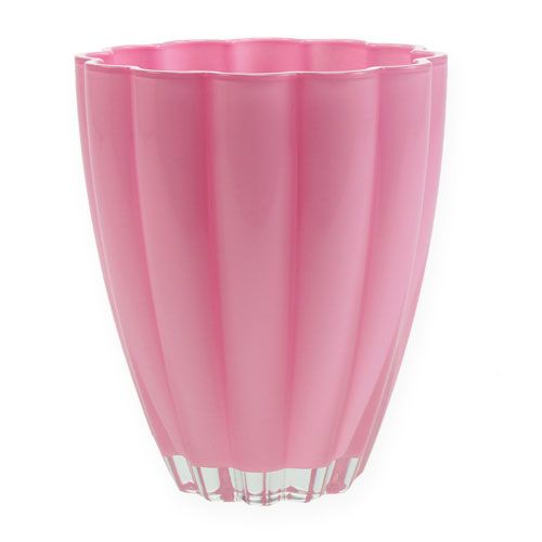 Floristik24 Stiklinė vaza "Bloom" rožinė Ø14cm H17cm
